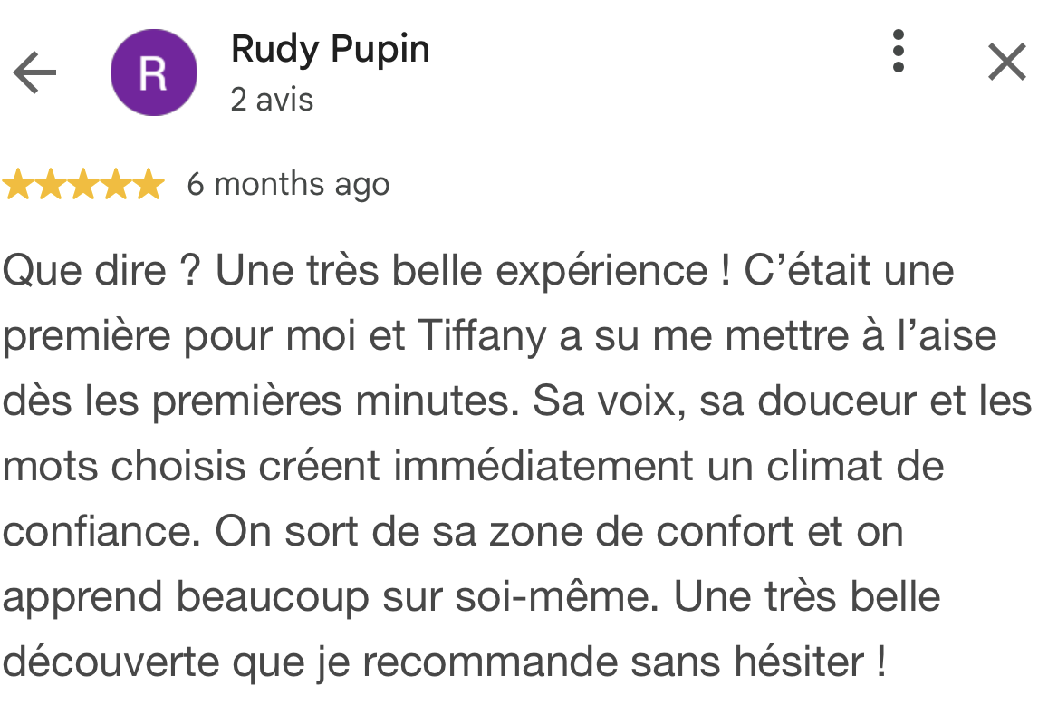 Avis Google de Rudy sur Tiffany