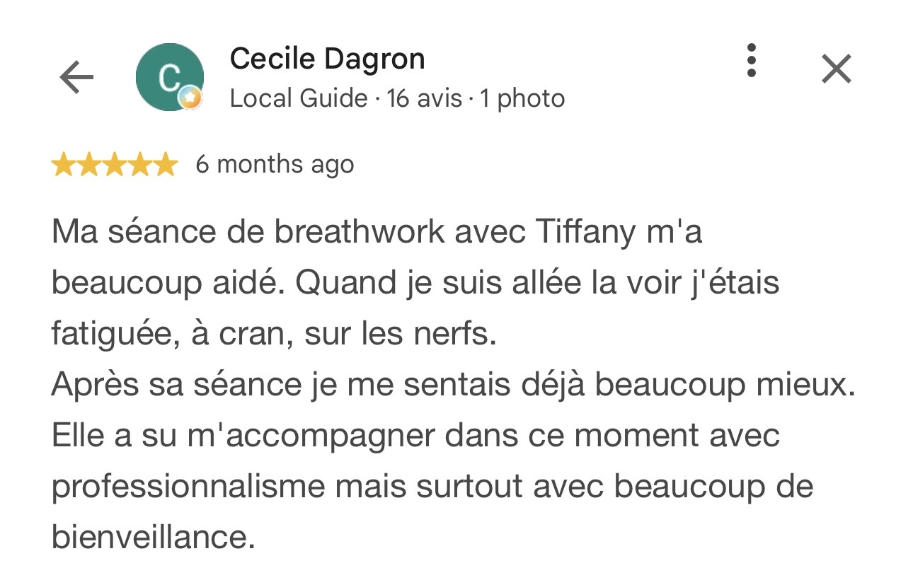 Avis Google de Cécile sur Tiffany